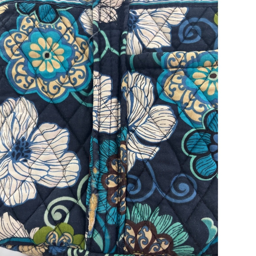 Vera Bradley Small Tote Bag Mod Blue Floral Quilted Cotton Retired Pattern - Picture 7 of 8